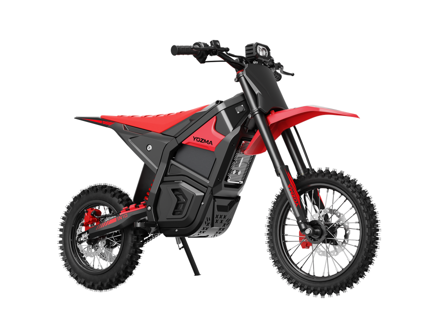Yozma IN10 electric mini e-moto, Red — front three-quarter view