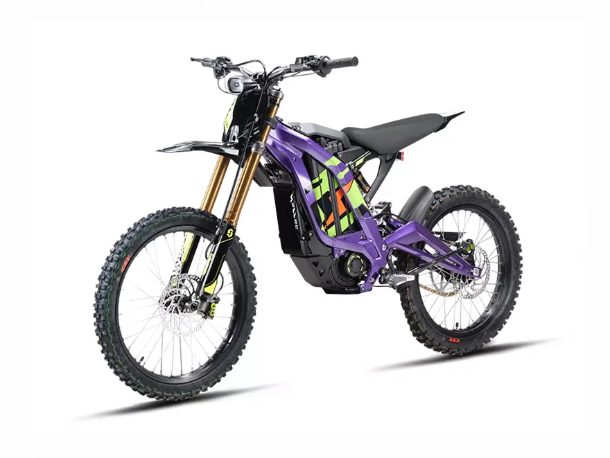 Sur-Ron Light Bee X 2025 electric dirt bike, Purple — front three-quarter view