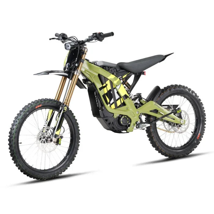 Sur-Ron Light Bee X 2025, Green — front three-quarter view, alternate angle