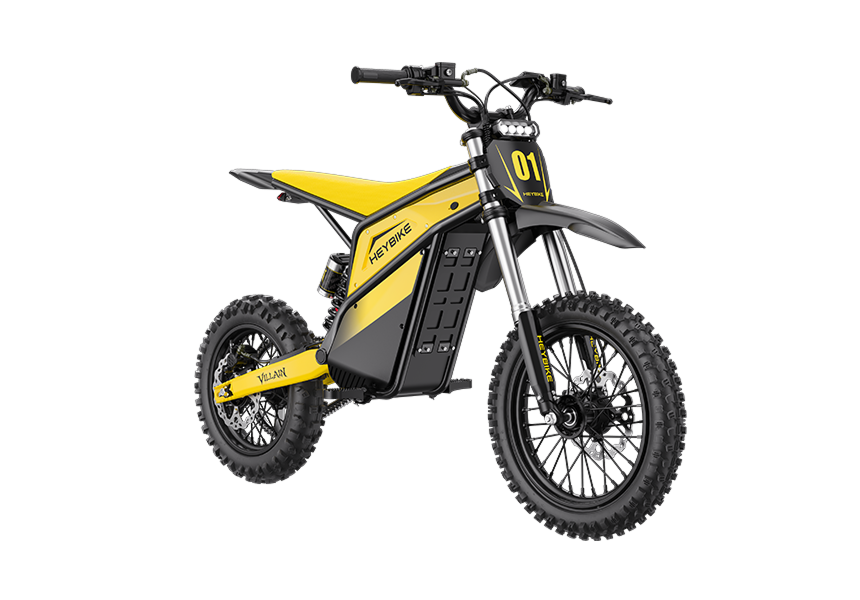 HeyBike Villain electric dirt bike, Yellow — profile