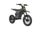 HeyBike Villain electric dirt bike, Midnight Black — rear three-quarter view