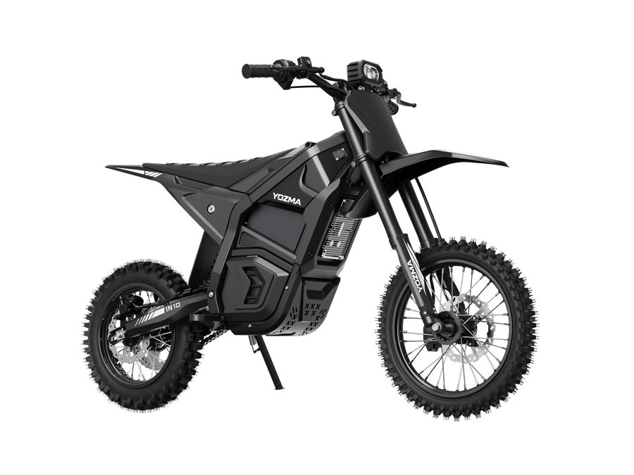 Yozma IN10 electric mini e-moto, Black — front three-quarter view