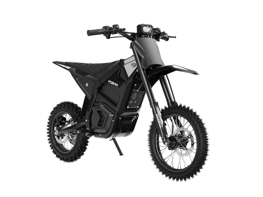 Yozma IN10 electric mini e-moto, Black — rear three-quarter view