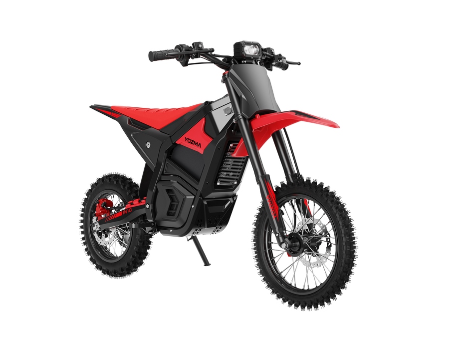 Yozma IN10 electric mini e-moto, Red — rear three-quarter view