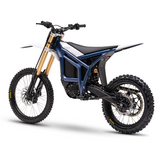 Talaria Komodo electric enduro bike, Kylin Blue — front three-quarter view