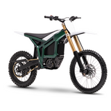 Talaria Komodo electric enduro bike, Chrome Green — front three-quarter view