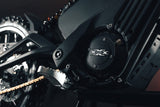 Talaria X3 Pro — motor cover and drive sprocket close-up