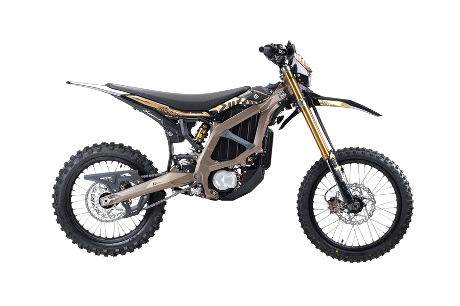 Sur-Ron Ultra Bee HP 2026 electric dirt bike, Desert Brown — side profile