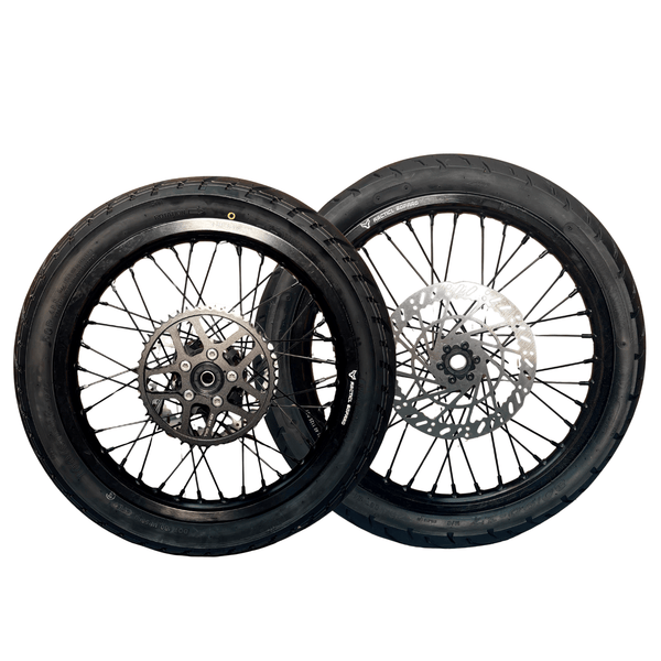 AL XE Pro 17" Front and 16" Rear Supermoto Wheel and Tire Set (AL XE OEM)