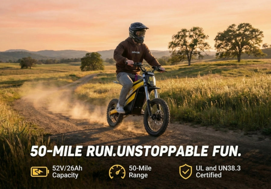 HeyBike Villain electric dirt bike on the trail