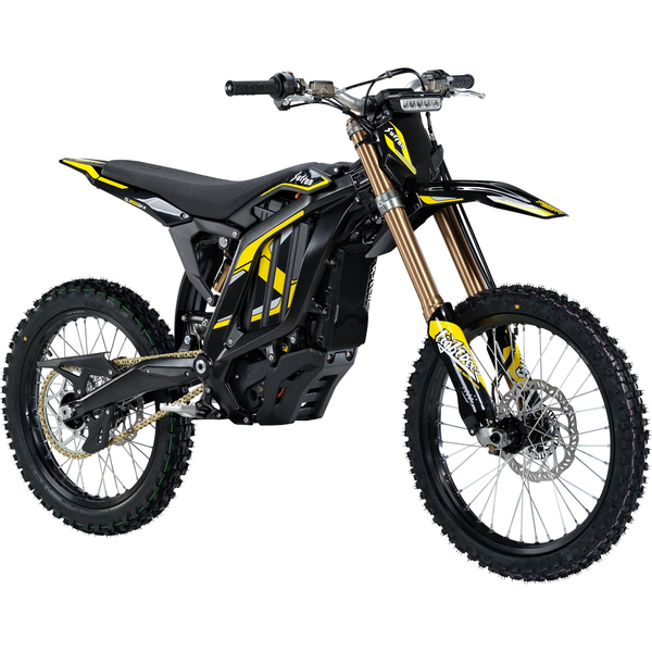 Sur-Ron Light Bee 2 electric dirt bike, Midnight Black, front three-quarter view