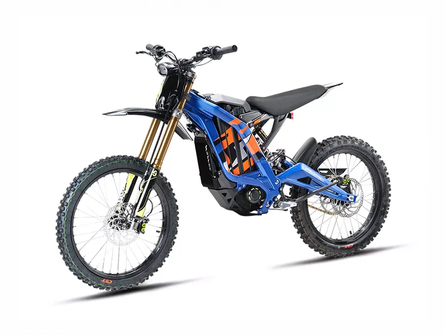 Sur-Ron Light Bee X 2025 electric dirt bike, Blue — front three-quarter view