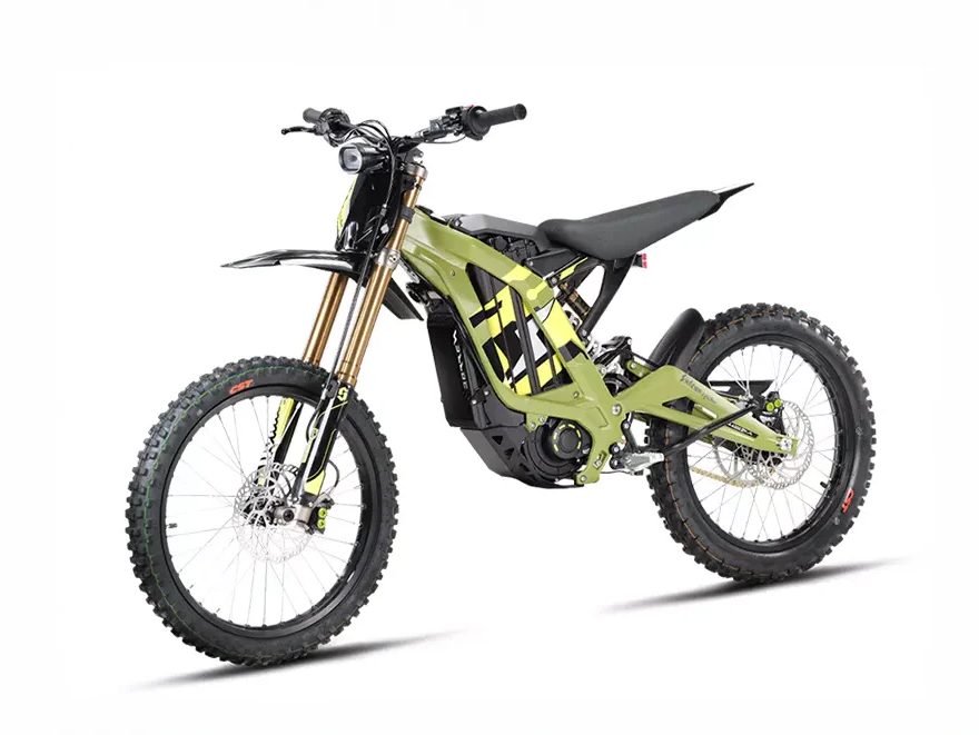 Sur-Ron Light Bee X 2025 electric dirt bike, Green — front three-quarter view